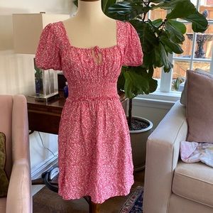 Dress Floral-Print Smocked-Waist Mini